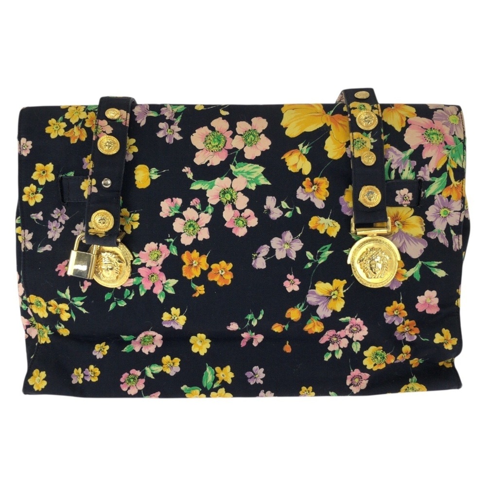 VERSACE Vintage Sunburst Medusa Multicolor Canvas Shoulder Bag/Tote Bag for W... - Picture 2 of 10